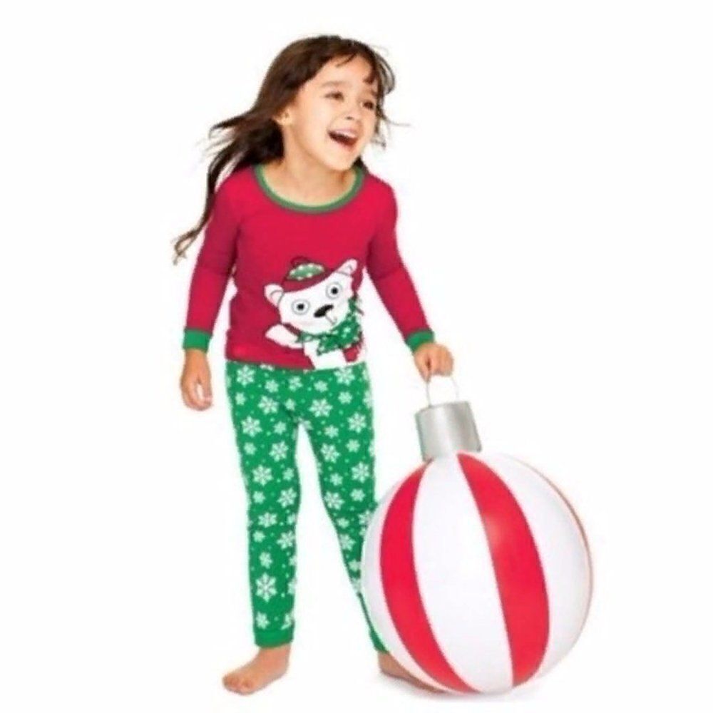 AVON Girls Pajamas 4T Christmas Snowflake Bear New
